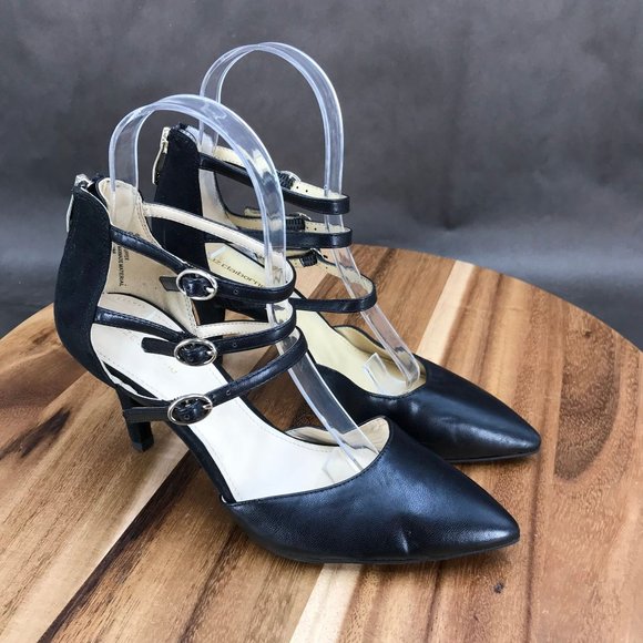 Liz Claiborne Shoes - Liz Claiborne Black Faux Leather Ankle Strap Adjustable D'Orsay Sandals Womens 6